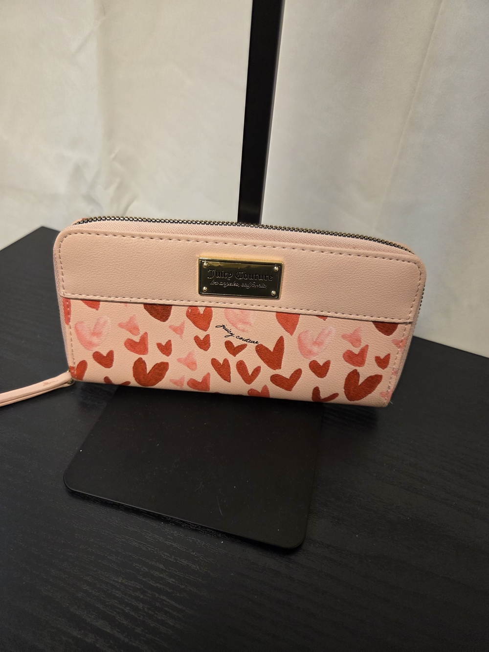 Juicy Couture Pink Heart Print Zip-Around Wallet
